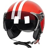 Yesmotor Open Face Motorcycle Helmets 3/4 Retro Moped Helmet DOT | Clear Visor, Vintage, Scooters, E-Bikes, Daily Commuting, Urban Riding, Fits Men &amp; Women