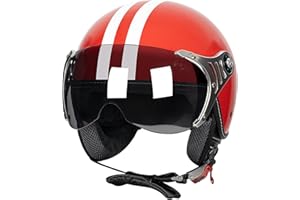 Yesmotor 3/4 Motorcycle Helmets Retro Open Face Vespa Scooters Helmet with Clear Visor for Men and Women- DOT Approved