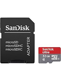 SanDisk Ultra 32GB microSDHC UHS-I Card with Adapter, Grey/Red, Standard Packaging (SDSQUNC-032G-GN6MA)