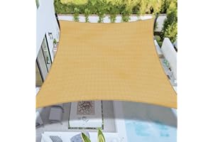 Bynbbur Sun Shade Sail 12'x12' Rectangle Sand Permeable Curved Edge Canopy Heavy Duty Sun Sail for Patio Backyard Party Outdoor Activity Custom Commercial Standard