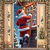 Christmas Door Cover Decorations Santa Claus Christmas Door Banner Merry Christmas Sign Santa Back View Door Hanging Wall Banner Sign Photo Booth Prop for Xmas New Year Indoor Outdoor Holiday Decor