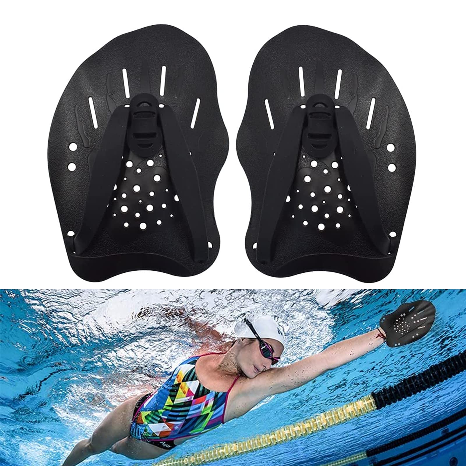 Swimming Paddles for Hands,Swimming Paddle,Hand Paddle for Swimming,Swimming Training Paddle,Hand Paddles,Swimming Hand Paddles Adults with Adjustable Straps for Novice Professional Strength Training