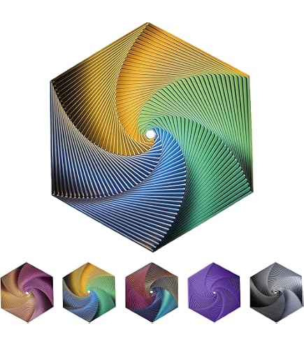 3D Printed Hexagon Fidget Toy, Infinity Cube Sensory Christmas Birthday Gifts For Adults, Desk Spinning Toy, Fractal Hexagon Spiral Visual Fingertip Toys For Stress Anxiety (5.75in) (Yellowgreenblue