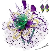 LED Light up Fascinator Hats Kentucky Fascinator Derby Flower Headband Feather Mesh Wedding Hair Clip for Women