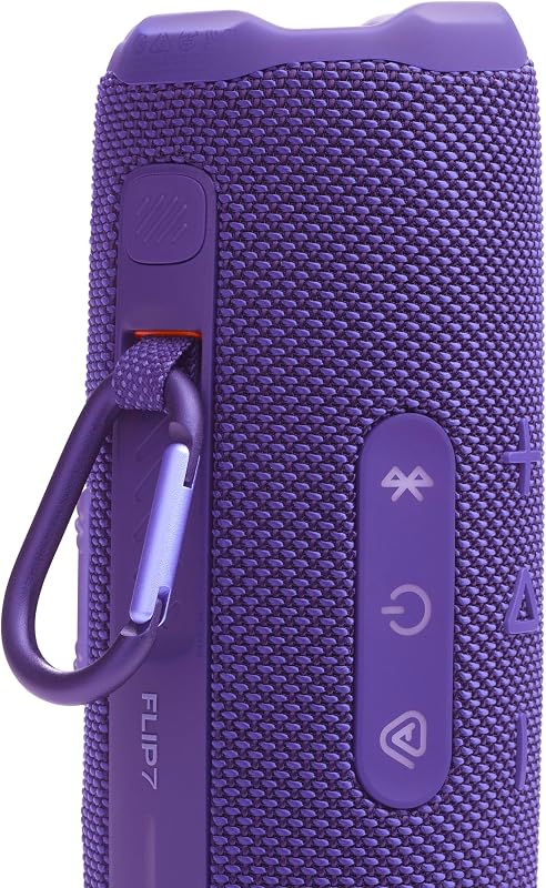 Flip 7 Haut-Parleur Portable étanche et Anti-Chute, Son Pro Bold avec IA Sound Boost, 16 Heures d'autonomie et système PushLock avec Accessoires interchangeables (Violet)
