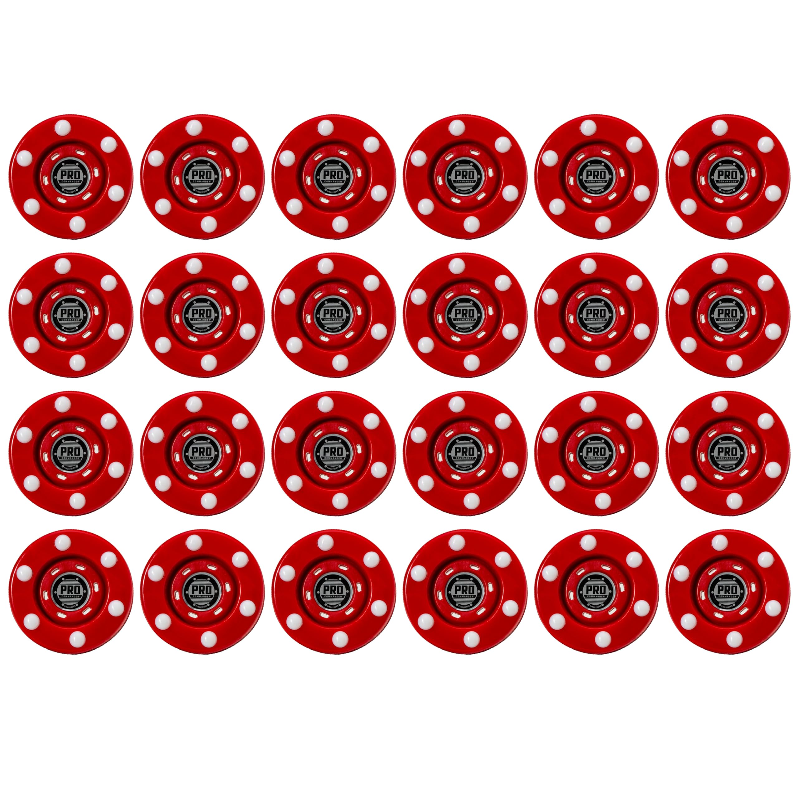 Franklin Sports NHL Street Roller Hockey Pucks - 24 Pro Commander Outdoor Pucks, Red, 6 Pack