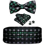 YOHOWA Mens Christmas Cummerbund Set Black Green