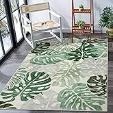 Wonnitar Monstera 3x5 Washable Rug, Sage Green Leaf Area Rugs for Bedroom, Non-Slip Living Room Entry Throw Mat, Low Pile Fau