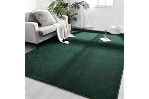 FlyDOIT Area Rugs for Bedroom Living Room, 4x6 Dark Green Super Soft Comfy Thickened Memory-Foam Indoor Carpets, Modern Aesthetic Minimalist Carpet for Boys Girls Adults Apartment Nursery Home Décor