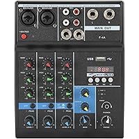 Professional 4 Channel Audio Mixer, Sound Board Console System, DJ Audio Mixer USB Stereo Mixing Console with Sound Card for 