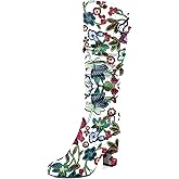 Zamikoo Slouchy High Heel Boots for Women Knee High Chunky Heel Boots Round Toe Slouch Metal Buckle Side Zipper Tall Boots 3.5 Inches