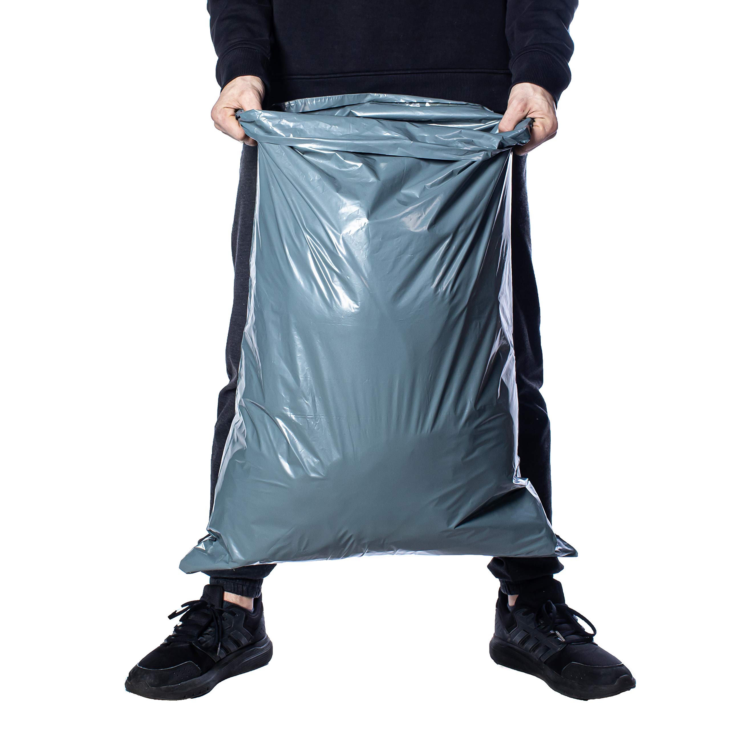 Large Mailing Bags by Calzette Extra Strong Polythene Grey Mail Envelopes for Packaging Clothes Parcel Self Seal Poly Storage Bags 22"x 30" (55cm x 76cm) Postal Bag Packing (10)