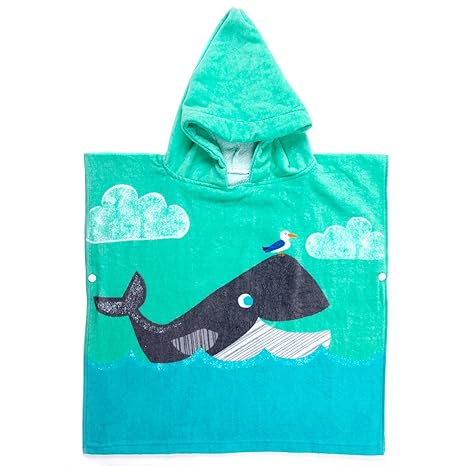 Florica Kinder Baumwolle Poncho Kapuzen Badetuch Bademantel Schwimmen Strand Tuch Weich Trocknend Cartoon für Mädchen Jungen 