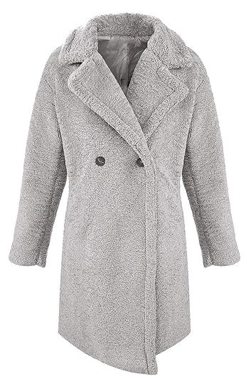 Damen Winter Mantel Teddy-Fleece Jacke Reverskragen D-403