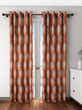 Buy S9home Set Of 2 Damask Copper Beige Room Darkening Longdoor