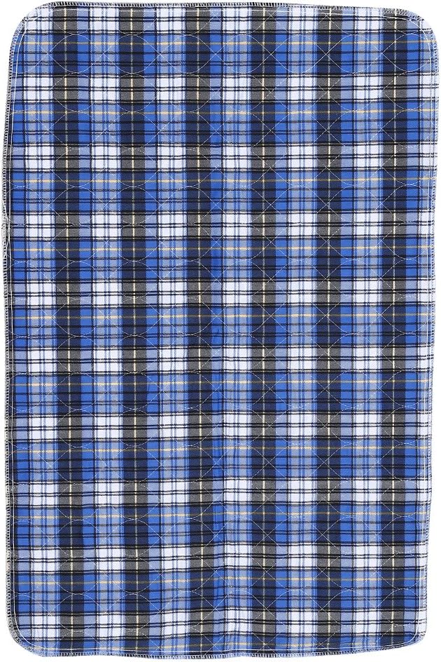 Washable Bed Pads Incontinence Urine Elder Mat Reusable Absorbent Pad Protector for Children Adults, 3-Layer Structure Thickened Waterproof Design(Blue Plaid)