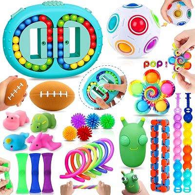 Chennyfun Fidget Toy Set 26Pcs Rainbow Stress Relief Autism ADHD Box Included