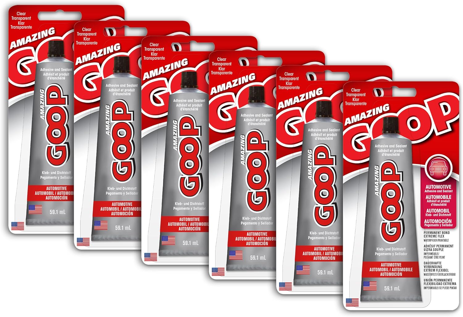 (Pack of 6) AMAZING GOOP Automotive 59.1ml 2oz. CLEAR Waterproof