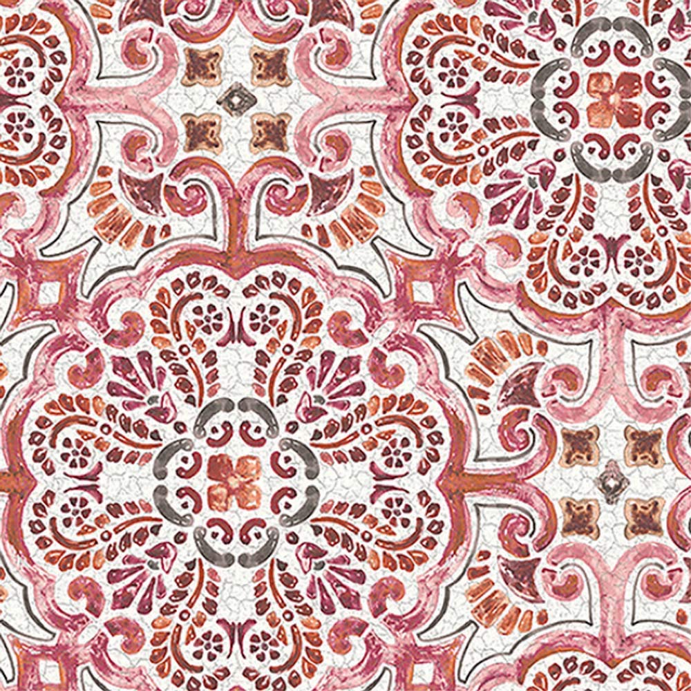 Casablanca Moroccan Mosaic Tile Effect Wallpaper In Pink