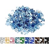 Mr. Fireglass 10 Pounds Fire Glass - 1/4 Inch High Luster Reflective Tempered Glass Rocks for Fireplace Fire Pit Table and Landscaping, Pacific Blue