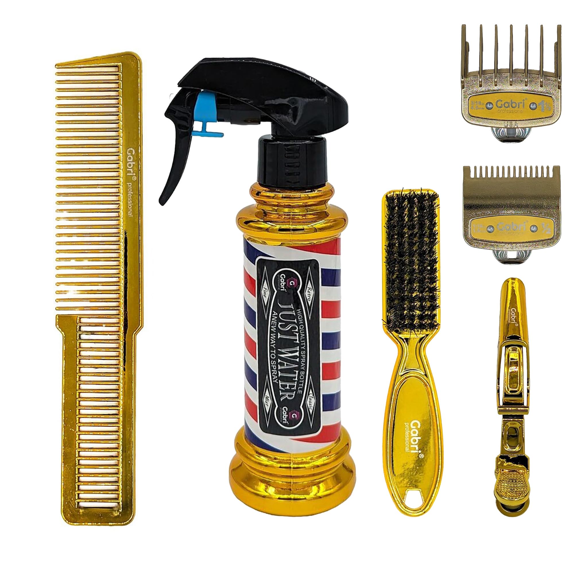 Gabri Hairdressing Barber Starter Kit - 6pcs Professional Hair Accessories, Fade Brush & Styling Tools for Salon and Barber