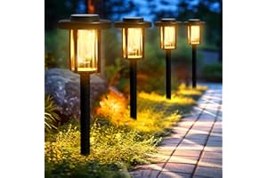GIGALUMI Solar Pathway Lights, 8 Pack Garden Solar Outdoor Lights, IP65 Waterproof Landscape Lighting for Yard and Walkway, Solar Powered Garden Decor for Outside Patio Porch, Warm White