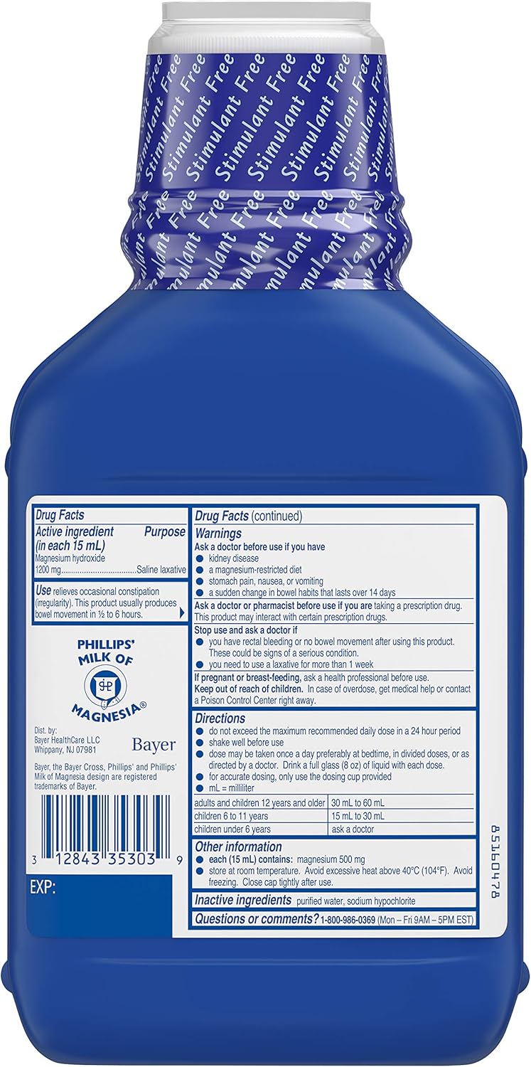 Bayer Phillips Milk Of Magnesia Original 26 Oz By Bayer Pack Of 3 Amazon Ca Health Personal Care