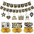 Bumqviy 50th Anniversary Decorations, 10pcs Happy 50th Wedding Anniversary Vintage 1975 Banner Centerpieces Kit, Cheers to 50 Years We Still Do Anniversary Ceiling Table Topper Sign Party Supplies