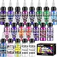 HOMY ARTY Iridescent Airbrush Paint - 18 Colors with 2 Thinner, Ready to Spray Iridescent Airbrush Paint Set, Water-Based Acrylic Air Brush Paints for Plastic Models, Canvas, Wood - 20 Bottles