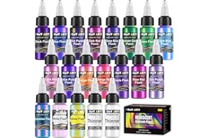 HOMY ARTY Iridescent Airbrush Paint - 18 Colors with 2 Thinner, Ready to Spray Iridescent Airbrush Paint Set, Water-Based Acrylic Air Brush Paints for Plastic Models, Canvas, Wood - 20 Bottles