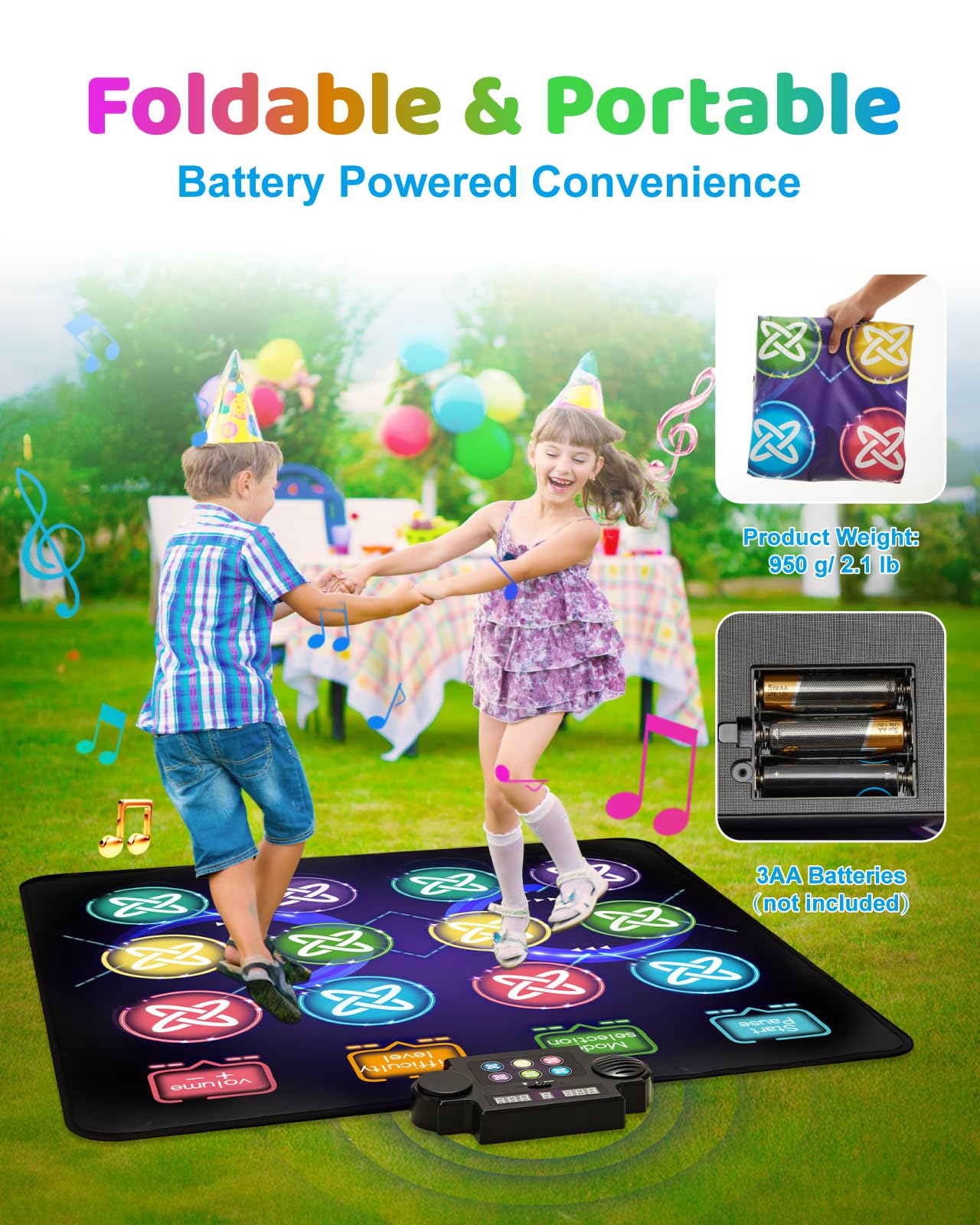 Gleamkid Dance Mat Toys for Kids: LED Light-Up 12-Button Dance Pad with Adjustable Volume, Built-in Music, 1-Player & 2-Player Mode, 8 Challenge Modes and 3 Speed Level, Xmas Gifts for Kids Age 3-12