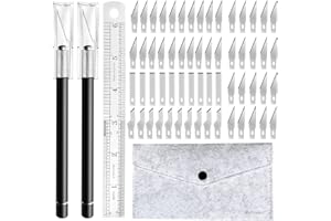 ARVAKR Craft Hobby Knife, Exacto Knife, 2 Knives and 60 Blades with a Bag, Precision Cutter Knife for Cutting Carving Scrapbooking Stencil, Black with Bag