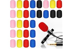 Juexica 30 Pcs Mini Lapel Headset Microphone Foam Covers Microphone Windscreen Foam Lavalier Mic Covers Small Foam Cover Shield Protection for Variety of Headset Microphone, Noise Reduction, 5 Colors
