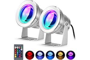 S SUNSBELL 2pcs Pond Lights, Underwater Lights 10W Color Changing Submersible Led Lights IP68 Waterproof Garden Fountain Lights Aquarium Light, Pool Fountains for Inground Pools with Remote Control