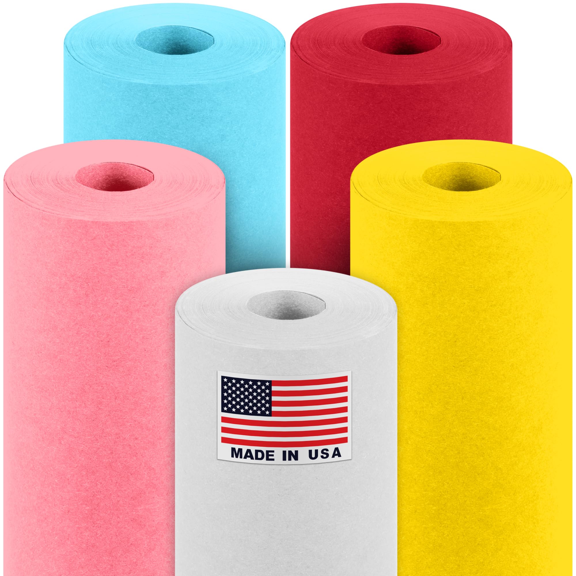 Photo 1 of Paclord 18" x 1200" (100 ft) Pink Pig Kraft Paper Set, 45 Lbs - Pink, Red, Yellow, Light Blue, White Kraft Paper - Made in USA Color Paper for Arts and Crafts, Appliques for Kids, DIY, Origami