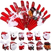 Aneco 24 Pack Christmas Slap Bracelets Slap Bands Toys Santa Claus Snowman Reindeer Bear Slap Bracelet for Christmas Party Favors