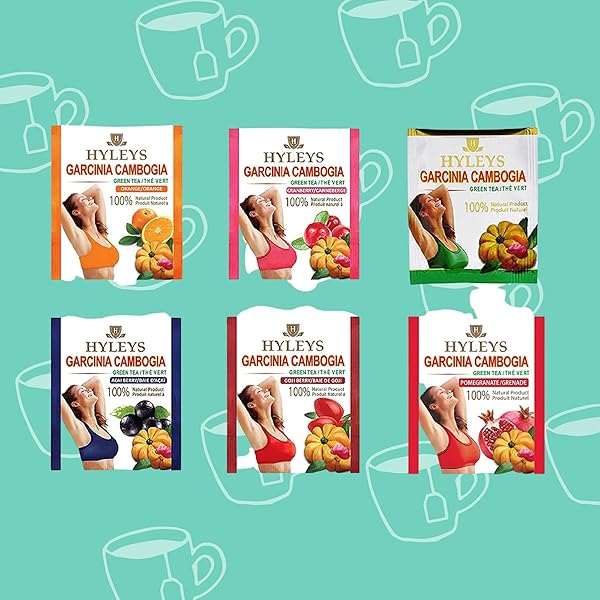 HYLEYS TEA GARCINIA CAMBOGIA GREEN TEA WITH ASSORTED FLAVORS – 42 TEA BAGS