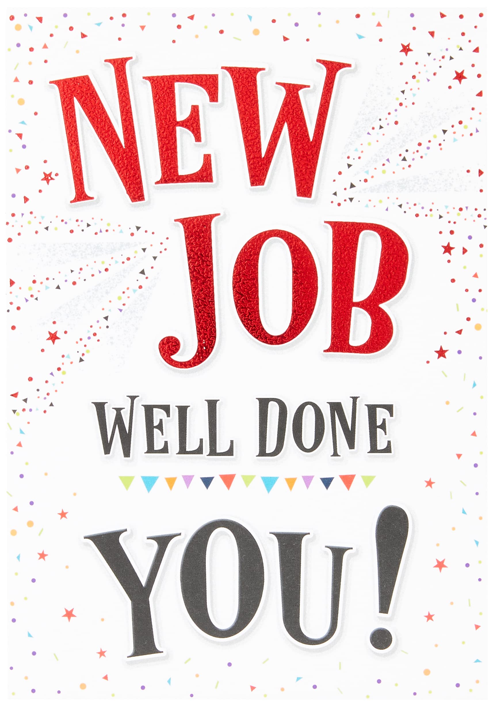 Piccadilly Greetings Modern New Job Well Done Congratulations Card - 7 x 5 inches A11854, grey|red|white|black