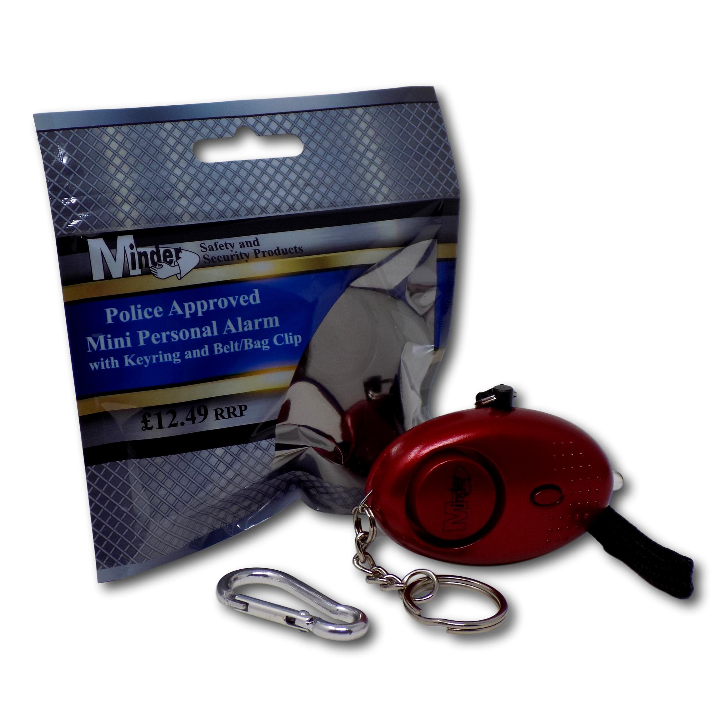 Minder® 140db Police Approved Mini Minder Loud Personal Staff Panic Rape Attack Safety Security Alarm Keyring w/Torch - Secured by Design Approved (Police Preferred Specification) (Red)
