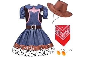 ZZIHAN Kids Cowboy Cowgirl Costume 5PCS Set for Boys Girls Role Play Dress up 3-10 Year