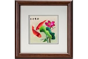 Ebherys Hunan Embroidery Art,Boatyard, Framed Hand Embroidery Artwork, Chinese Traditional Cutlture,Intangible Cultural Heritage Handmade Wall Art… (Prosperity)