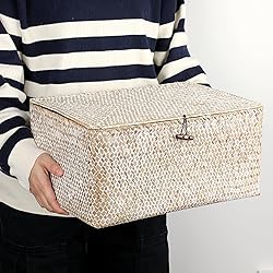 Hipiwe Wicker Woven Baskets Bin with Lid Natural