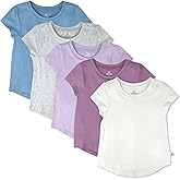 HonestBaby Baby-Girls 5-Pack Puff Sleeve T-Shirts 100% Organic Cotton Baby, Toddler, Little Kid, Girl
