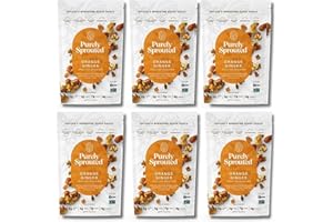 Purely Sprouted Orange Ginger Sprouted Snack Mix with Almond, Cashew Nuts & Pumpkin Seeds – Grain and Gluten Free, Vegan – Ideal for On-the-Go, 4oz, 6 pack