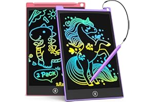 TECJOE 2 Pack 10 Inch LCD Writing Tablet, Colorful Doodle Board Electronic Drawing Pads, Kids Travel Games Learning Toys Christmas Birthday Gifts for 3 4 5 6 7 Year Old Boys Girls Toddlers