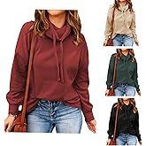 OUNAR Sweatshirts for Women Fall Long Sleeve Hoodies Cowl Neck Drawstring Thick Dralon Clothes Fall Pullover Blouses Tops