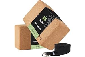 Syntus Yoga Block and Yoga Strap Set, 2 Soft Non-Slip Yoga Blocks 9×6×4 inches, 8FT Metal D-Ring Strap for Yoga, General Fitness, Pilates, Stretching and Toning