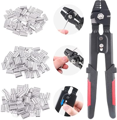 GLARKS Wire Rope Crimping Tool with Ferrule Kit 1.2/1.5/2.0 mm