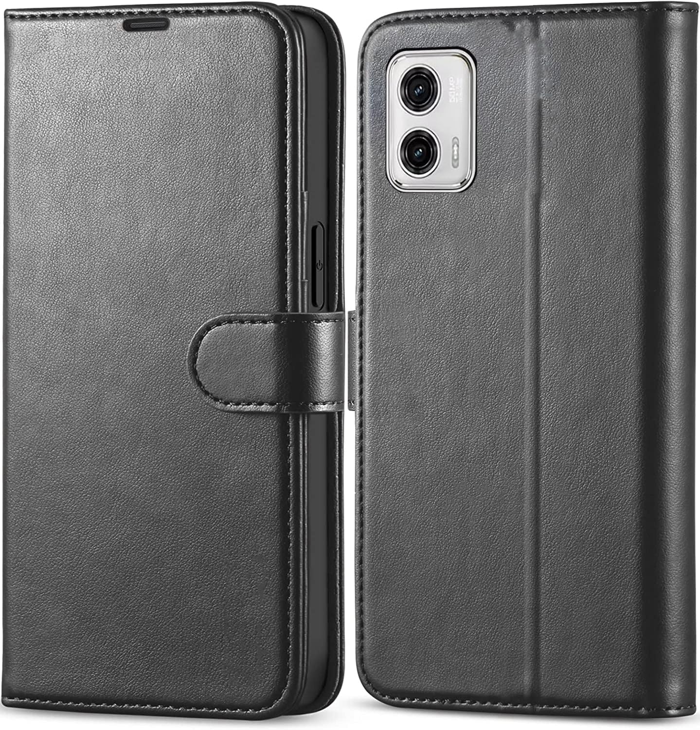 KP TECHNOLOGY Moto G73 5G Case, Motorola Moto G73 5G Leather Case, Motorola Moto G73 5G Book Flip Leather Wallet Cover with Card Slots for Motorola Moto G73 5G (BLACK)