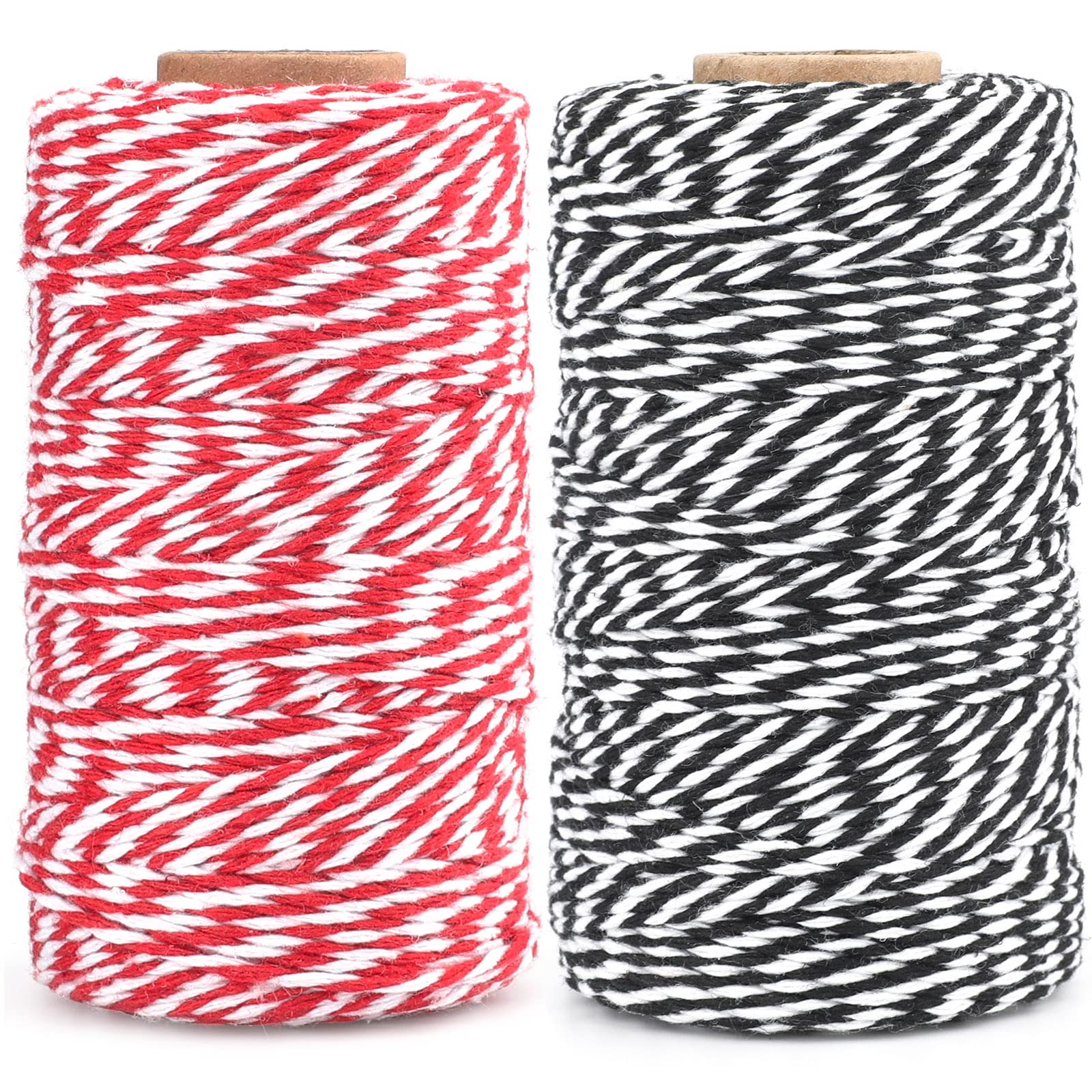G2PLUS Wrapping String, Red and Black String Twine for Gift Wrapping, DIY Crafts, Holiday Tags and Decorations, 2x100M